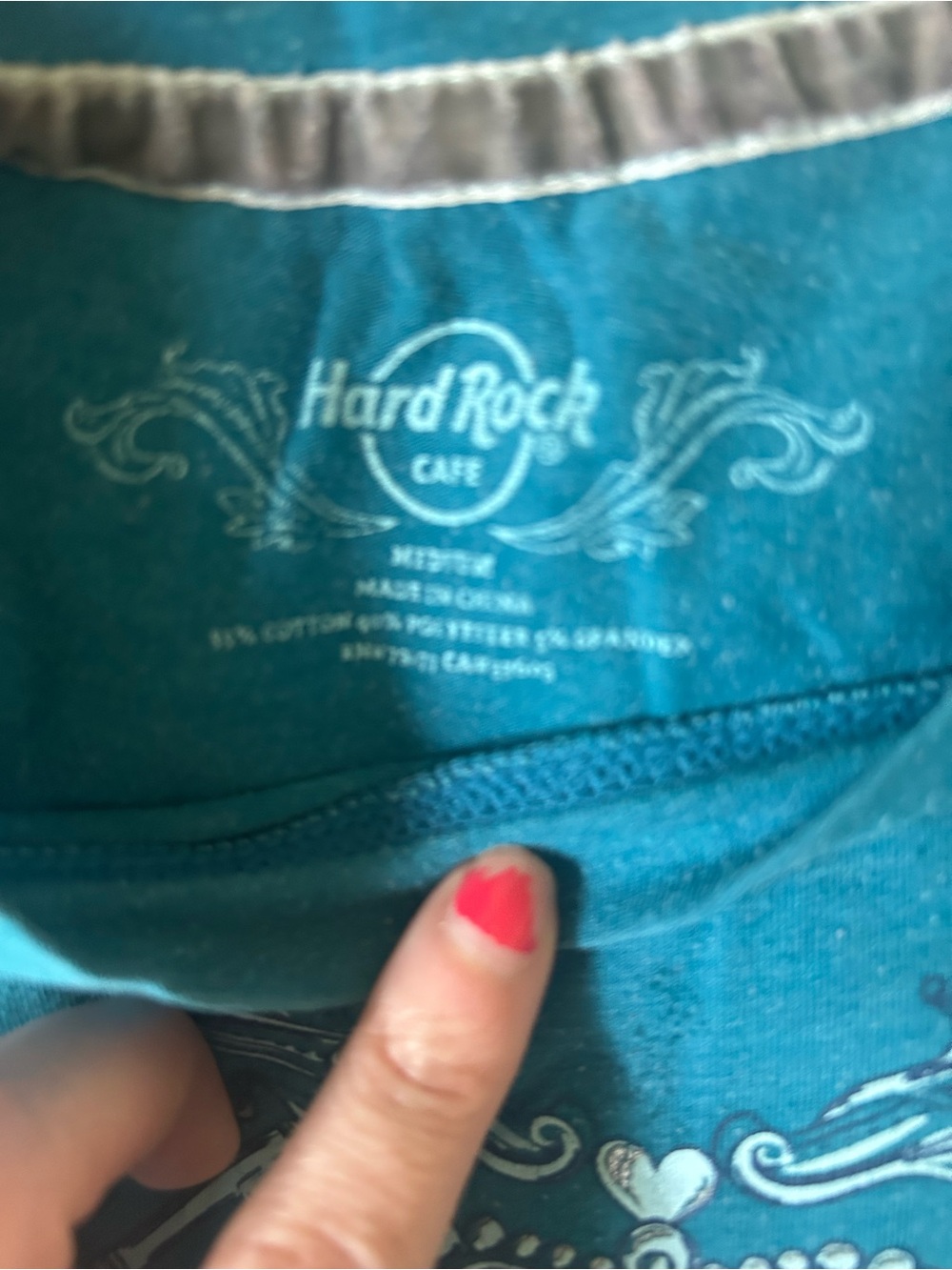 Hard Rock Cafe Teal Graphic Tee with Crest Logo - Picture 2 of 2